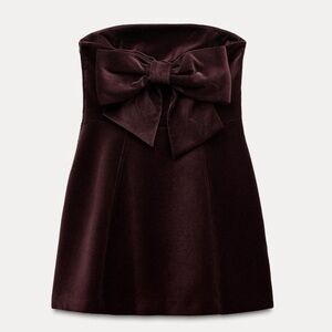Zara Dark Red Strapless Mini Dress